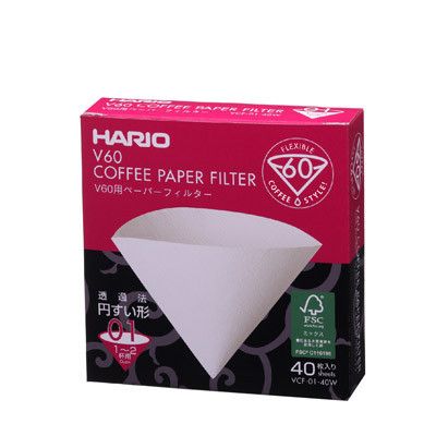 Фільтри Hario паперові білі для пуровера 01, 40 шт VCF-01-40W фото
