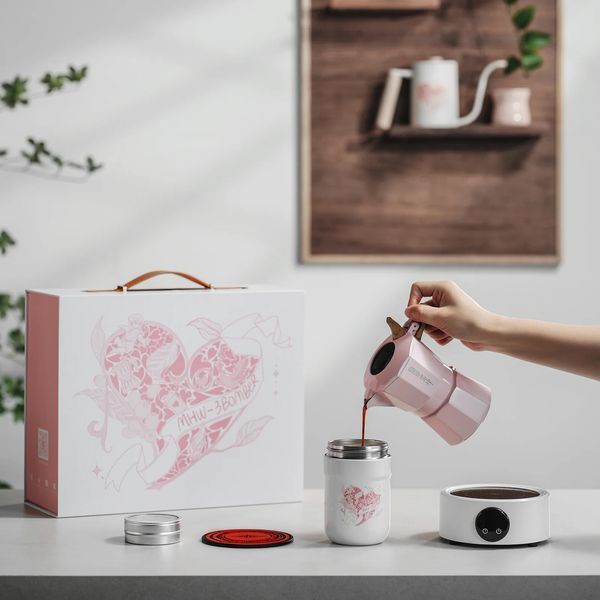 Подарунковий набір для приготування гейзерної кави 5 в 1 MHW-3BOMBER Flipped Mokka Pot Gift Box Рожевий (CS7075P-OS) CS7075P-OS фото