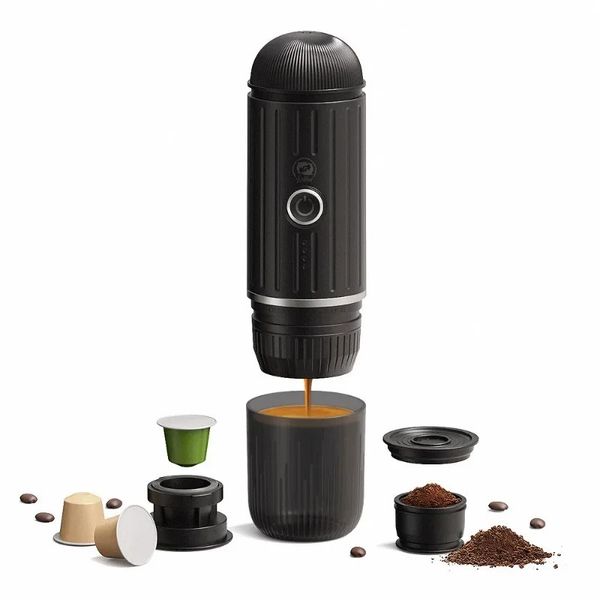 Портативна Квоварка iCafilas Portable Espresso Maker з Нагрівальним Елементом, Чорна EspressoMaker фото