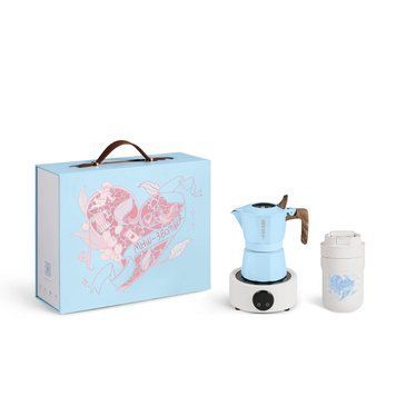 Подарунковий набір для приготування гейзерної кави 5 в 1 MHW-3BOMBER Flipped Mokka Pot Gift Box Блакитний (CS7076BL-OS) CS7076BL-OS фото