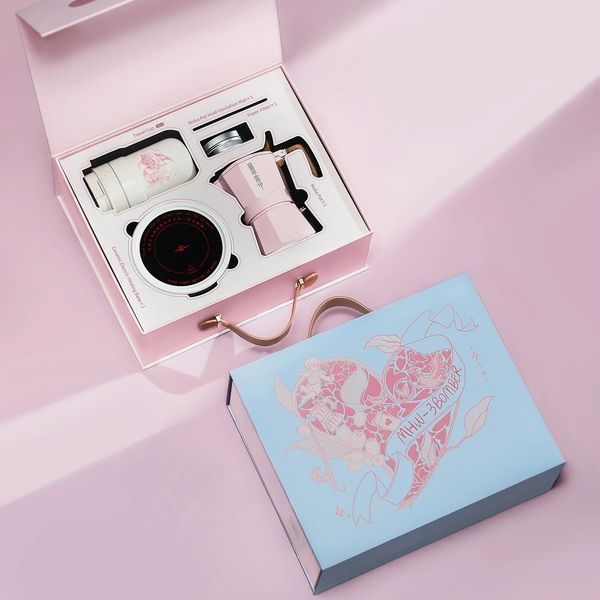 Подарунковий набір для приготування гейзерної кави 5 в 1 MHW-3BOMBER Flipped Mokka Pot Gift Box Блакитний (CS7076BL-OS) CS7076BL-OS фото