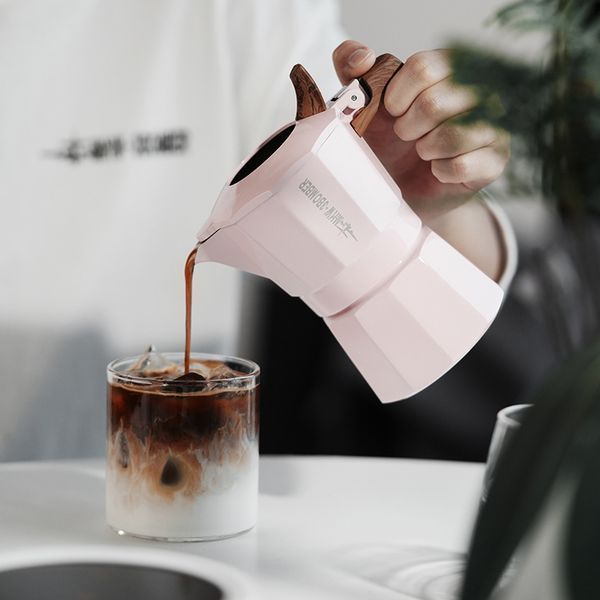 Гейзерна кавоварка з подвійним клапаном MHW-3BOMBER Double Valve Moka Pot 100 мл Рожева (M5674P-OS) M5674P-OS фото