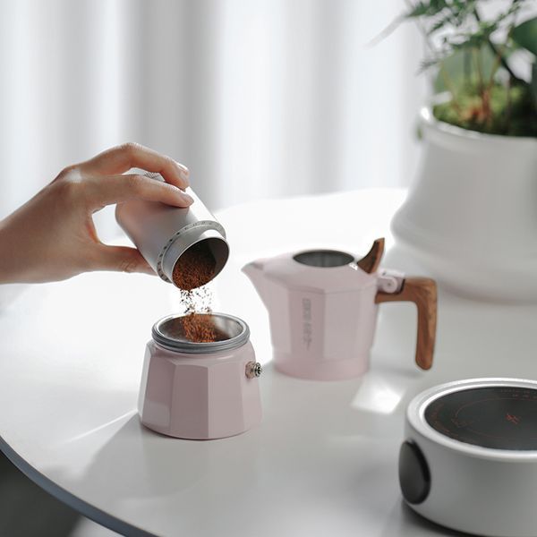 Гейзерна кавоварка з подвійним клапаном MHW-3BOMBER Double Valve Moka Pot 100 мл Рожева (M5674P-OS) M5674P-OS фото