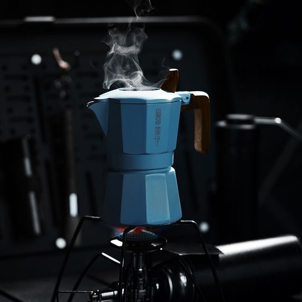 Гейзерна кавоварка з подвійним клапаном MHW-3BOMBER Double Valve Moka Pot 100 мл Блакитна (M6575BL-OS) M6575BL-OS фото