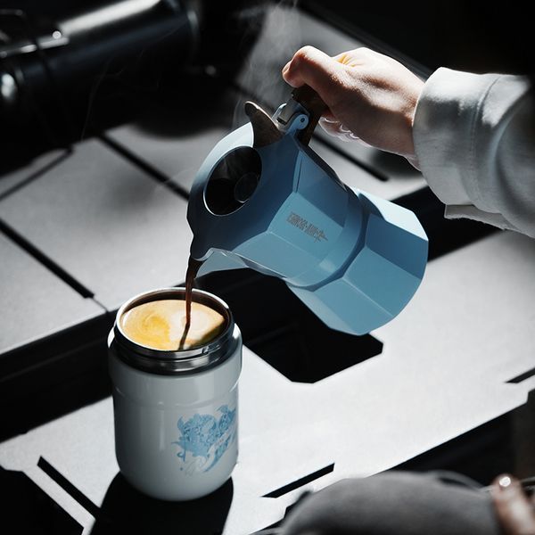 Гейзерна кавоварка з подвійним клапаном MHW-3BOMBER Double Valve Moka Pot 100 мл Блакитна (M6575BL-OS) M6575BL-OS фото
