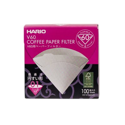 Hario Box Паперові білі фільтри для пуровера 01, 100шт VCF-01-100WK фото